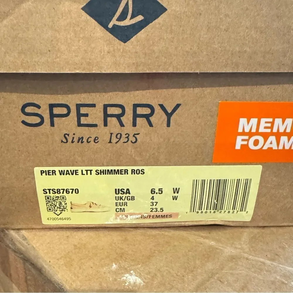 Sperry Women’s Pier Wave Ltt Shimmer Sneaker Size 6.5 Wide